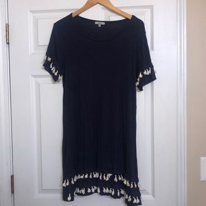 JODIFUL MEDIUM NAVY DRESS WITH TASSELS